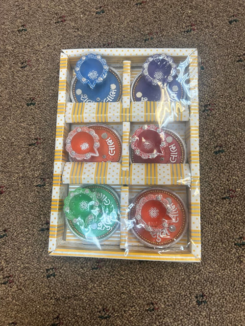 6-Piece Colorful Decorative Diya Set