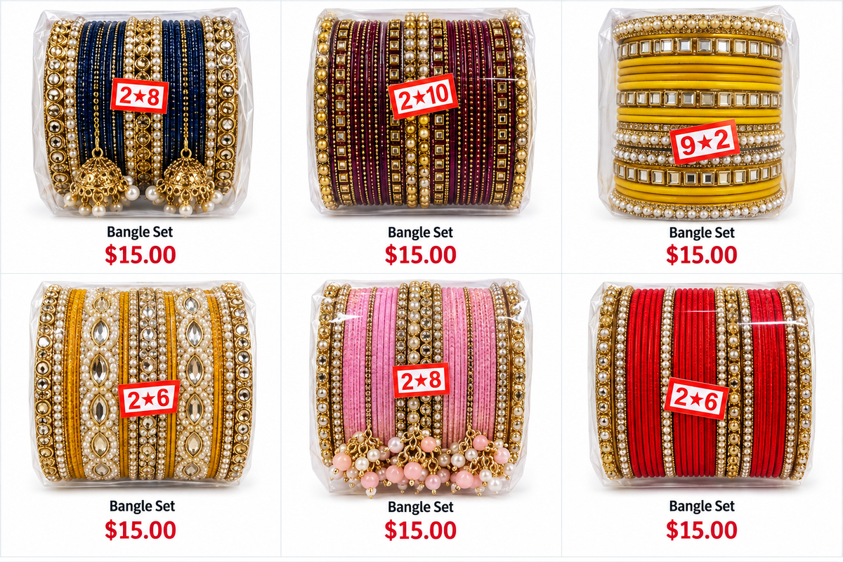 Anu’s assorted bangle sets $15