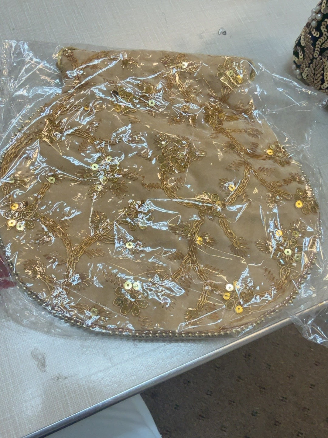 Gold embroidered potli bag - assorted colors available