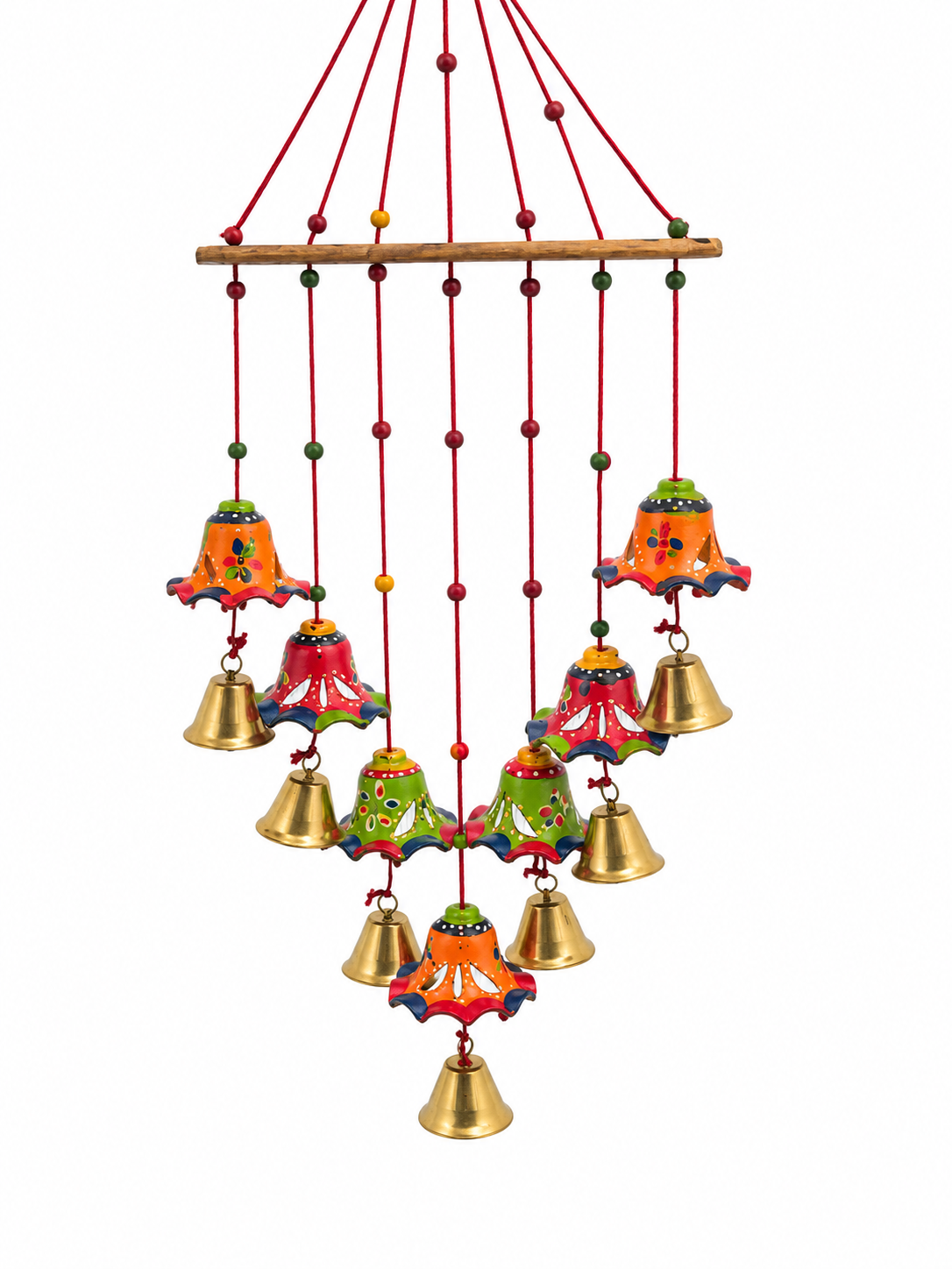 Colorful Bell Wind Chime on clean white background