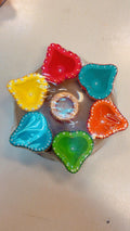 Colorful decorative diya set