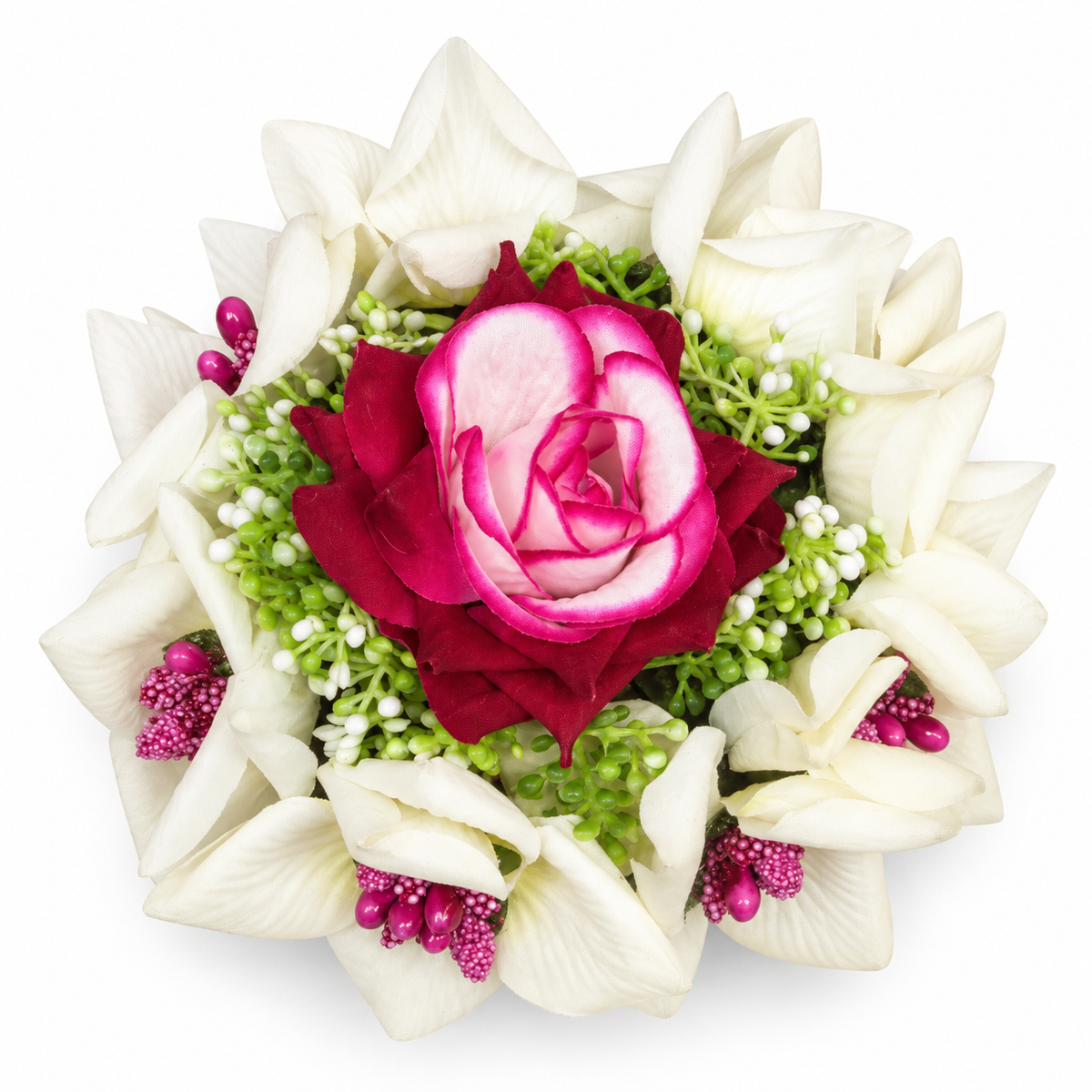 Pink rose floral juda with ivory flowers