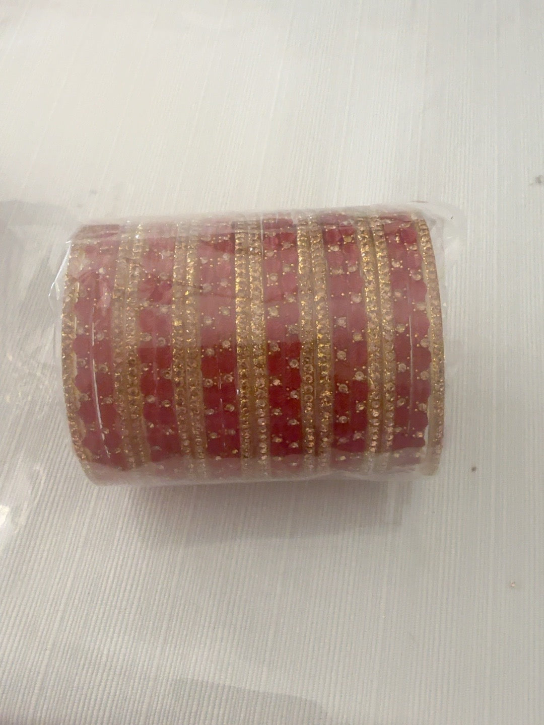 Red and gold glass bangle set, size 2.8